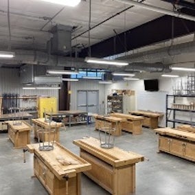 UA Little Rock WCAD wood bench room