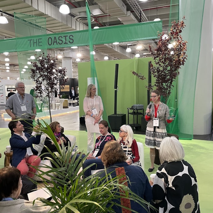 Kathryn Hall Talking to Group at ICFF